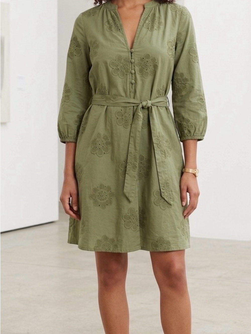 Cynthia Rowley Sage Green Eyelet Bohemian
Earthy Cotton Dress Sz Small NWOT/0344